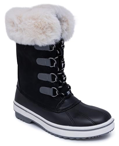 Nautica Botas femininas de inverno com cadarço para neve e chuva - Botas isoladas resistentes à água