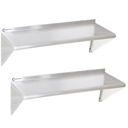SWOTCATER Stainless Steel Shelf 2 Pack 12"x36", Wall Mounted Metal Shelves