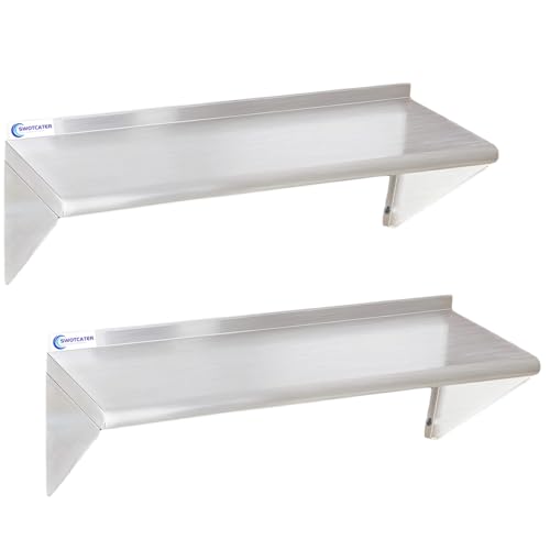 SWOTCATER 2 Pack Stainless Steel Shelf 12"x36" 280LB, Commercial Wall Mounted Metal Shelving for Home Kitchen, Restaurant by SWOTCATER - Used condition - US$84.15