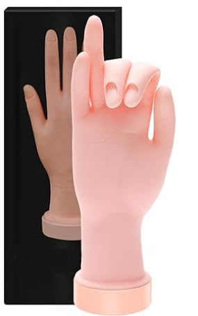 Nail Practice Hand for Acrylic Nails–Bendable Mannequin Hand with 100 Pcs Nail Tips & 120 Pcs Jelly Glue | Fake Hand for Manicure Beginners,Right Nail Hand Practice Tips Art Trainer Training Hand Tool