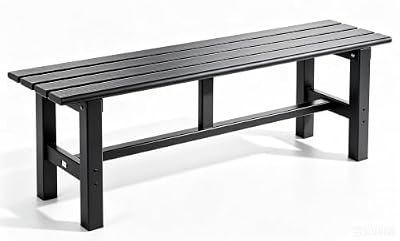 TECSPACE 59 Inches Outdoor Bench, 2-Person Aluminum Garden Bench, All-Weather Patio Bench for Garden, Porch, Backyard & Park (Black)