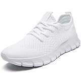 CMNZHK Men Running Tennis Shoes Gym Fashion Sneakers Walking Workout Shoes Athletic Slip on Breathable Mesh Comfortable Lightweight Casual Sport Shoe White 10