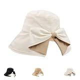 YWeiLiangSan Chapeau de Soleil Femme à Larges Bords avec nœud, Pliable et Respirant pour Plage et Voyages d'été (Beige,Taille Unique)