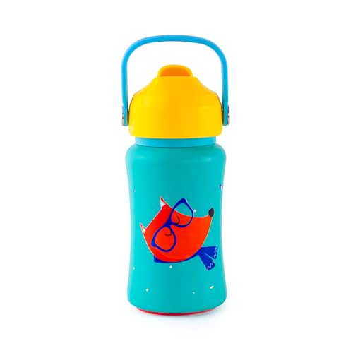 Image of rabitat Steel Play 3.0 Water Bottle for School Kids 450ml, 1+1 Year Brand Warranty | Steel Water Bottle | Steel Bottles | BPA-Free Leak-Proof, Flip-Lock Sipper, EasyCarry Handle Young wild & Free
