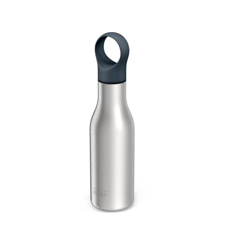 Joseph Joseph Loop Vacuum Insulated Water Bottle 500 ml (17 fl. oz) - Brushed/Anthracite (81121)