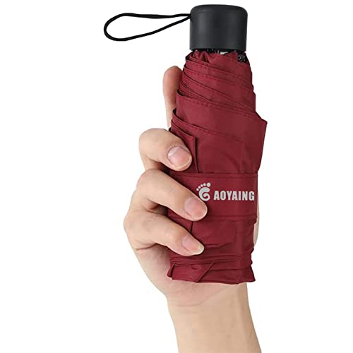 Small Mini Umbrella With Case By Gaoyainig Light Compact Design Perfect For Travel Lightweight Portable Parasol Outdoor Sun&Rain Umbrellas Red, 34 Inches #TOP11