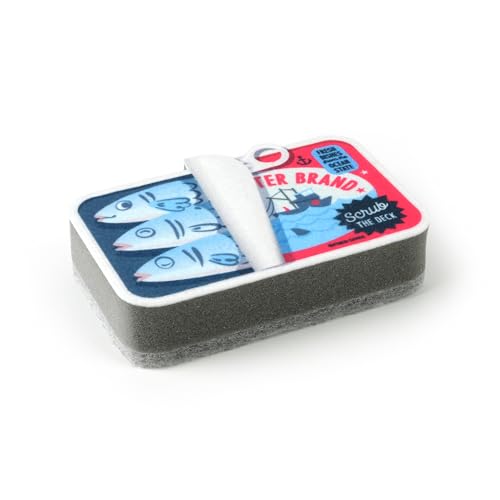 Image of Genuine Fred Tidy TINS Sardine Sponges, Set of 2, Durable Layered Sponges, Fun and Quirky Tinned Fish Inspired Kitchen Accessory, Gift-Ready Packaging