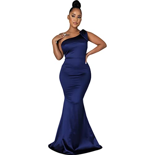 Image of FairyLove Women's One Shoulder Sleeveless Formal Ruched Bodycon Fashion Dress Belted Cocktail Dresses