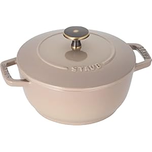 Staub Wa-NABE 40501-013 Wanabe Linen, S, 6.3 inches (16 cm), Double Handed, Cast Enamel, Pot, Rice Cooking, 1 Cup, Induction Compatible, Japanese Authorized Product