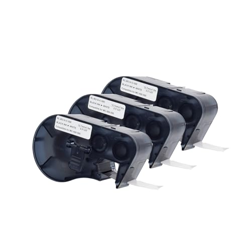 M21-500-595 Vinyl Label Tape - M210 Labels Compatible with BMP21 Plus BMP21 Lab Printer, Black On White, High Adhesion, High & Low Temperature Resistantance