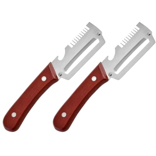 2 Pieces Multi-Functional Vegetable Peeler 19x4x2cm Stainless Steel Wide Blade Potato And Carrot Peeler Premium Vegetable Peelers With Wooden Handle And Bottle Opener For Kitchen Cabbage Scallion