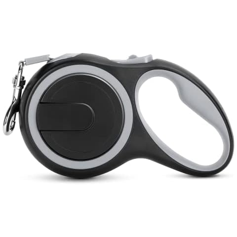 UrbanX Retractable Dog Leash for German Shepherd, Rottweiler, Pitbull and Other Large and Medium Dogs with Anti-Slip Handle. 24ft Strong Nylon Tape; One-Handed Brake, Pause, Lock - Gray Cover