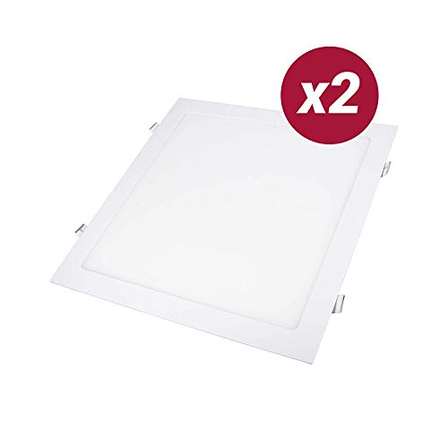 POPP- Pack 2 Downlight LED Extraplano Cuadrado Blanco,chip OSRAM Iluminacion LED Plafón de Techo (4000K, 18W)