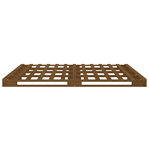 Marcos de cama de palé doble pequeña de madera maciza marrón 8