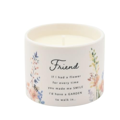 Widdop and Co The Cottage Garden Floral Ceramic Candle Friend Sentiment Velvet Peach and Red Fruits Scent 100g