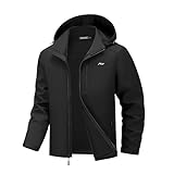 WULFUL Men's Softshell Jacket Waterproof Lightweight Insulated Windbreaker Fleece Lined Rain Shell Jacket for Hiking Travel