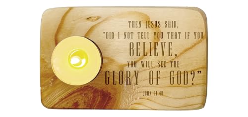 Christ Gift Spiritual Bible Verse Wood Tea Light Candle Holder with Bible Verse Christian Gift Home Decor (John 11:40)