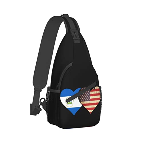 Mochila Sling Deportiva Unisex Bandera Nicaragua y EE.UU. miniatura 3