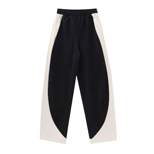 Image of Womens Wide Leg Stretchy Sweatpants High Elastic Waist Color Block Palazzo Pants Stylish Trousers