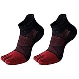 HUBGFEQ 2 Pairs of Men's Breathable Winter Cotton Short-Toed Autumn Socks, Men's Athletic Socks, Five-Toed Socks-Red