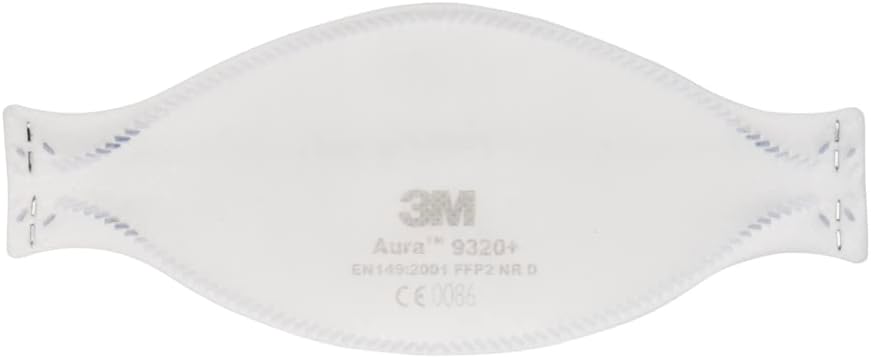 3M Aura 9320+ FFP2 Respirator, Dust Mask without Valve, Low Resistance Filter for Easy Breathing, Protective Mask, Certified EN 149:2001+A1:2009