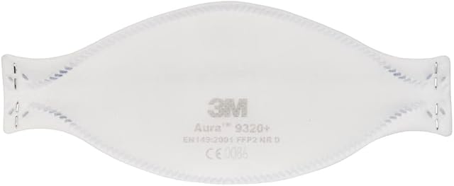 3M Aura 9320+ FFP2 Respirator, Unvalved Dust mask, Low-Resistance Filter for Easy Breathing, Protective Face Mask, EN 149:2001+A1:2009 Certified