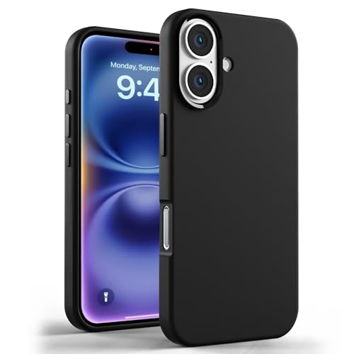 Image of GRIPP Rubon Case Compatible with Mag-Safe for iPhone 16 | 6ft Drop-Tested with D30 Technology, Soft Silicone, Anti-Slip Grip, Raised Metallic Camera Ring, Lightweight Back Cover - Black