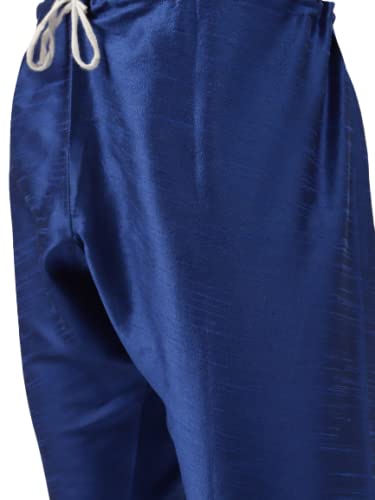 Image of SOJANYA (Since 1958 Men's Silk Blend Royal Blue Kurta Pyjama & Silk Blend Sherwani Set