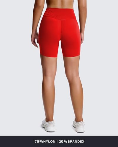 Image of Aoxjox Trinity Workout Biker Shorts for Women Tummy Control High Waisted Exercise Athletic Gym Running Yoga Shorts 6 inch