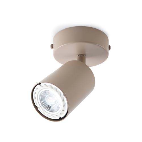 da LIGHT Retro Plafonnier & Projecteur Mural GU10, Projecteur de Plafond 1 Flamme Rotatif & Inclinable, sans Ampoule, Spot Luminaire Cappuccino pour Salon,...