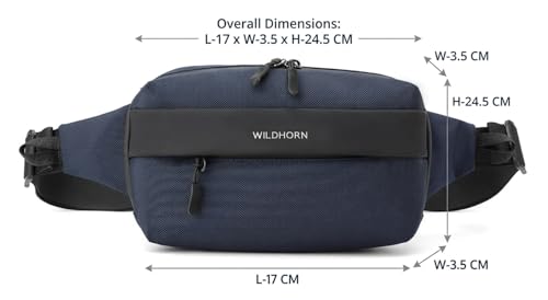 Image of Wildhorn Crossbody Sling Bag for Men | Compact Waist & Chest Bag | Water-Resistant Travel Fanny Pack with Adjustable Strap for Daily Use, Hiking & Outdoor Activities (Blue)