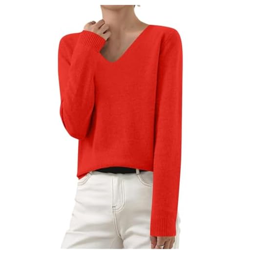 AEGJEGVD 2025 Pull Femme Chic Et Elegant Décontractés Pulls Femmes Cachemire Grande Taille Col Rond Pas Cher Sweatshirt à Manches Longues Boutonnée Tunique Couleur Unie Sweats Pullover Haut Tops