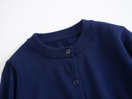 Image of ACESTAR Boys Girls Cardigan Sweater Cotton School Uniforms Solid Kids Long Sleeve Button Down Sweaters Knit Tops, 3T-12Years