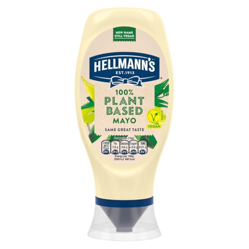 Hellmann's Mayonesa 100% vegetal, buena fuente de omega 3, mayonesa vegana de gran sabor, 430 ml
