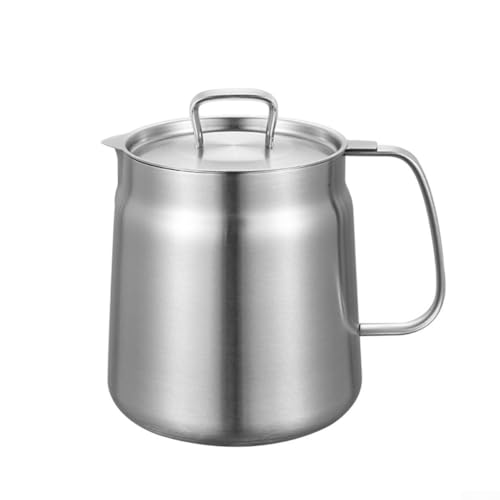 Beazoom Olla De Filtro De Aceite De Acero Inoxidable De 68 Onzas Con Colador De Malla Fina, Capacidad De 2 Litros Para Freír, Incluye Tapa Y Cesta Para Freír