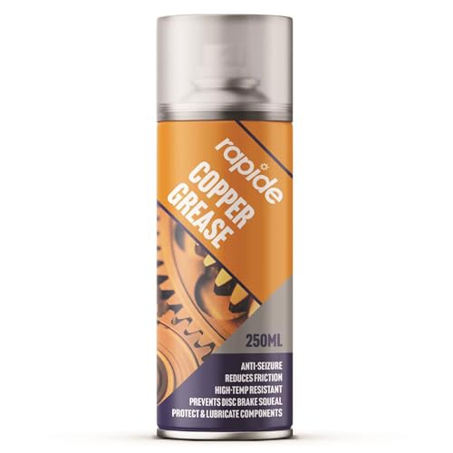 Rapide Copper Grease 250 ml Lubricant and Anti-Seize Spray, Ideal for Automotive, Machinery, and Construction Applications, Helps to Protect Metal Components from Heat, Acid, Rust and Water