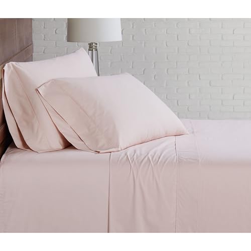 Cannon - Juego de sábanas y fundas de almohada de percal macizo de 4 piezas - Blush