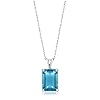 Gem Stone King 9.72 Cttw Swiss Blue Topaz and White Topaz Pendant Necklace For Women | 925 Sterling Silver | Gemstone November Birthstone | Emerald Cut 14X10MM | With 18 Inch Silver Chain #2