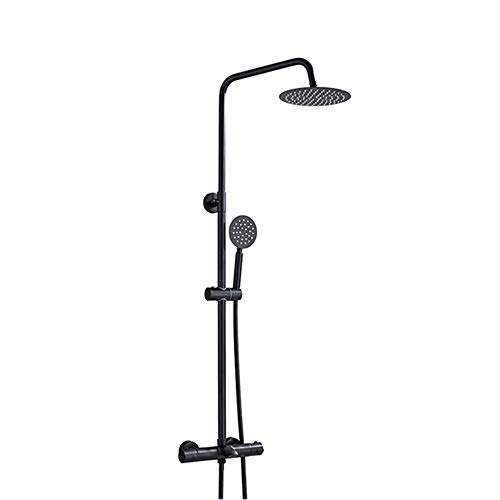 Système de douche thermostatique noir et ensemble combiné exposé réglable