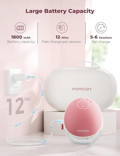 Image of Momcozy Wearable Breast Pump, Hands Free Upgraded Mobile Flow | M9, App Discreet Control with Personalized Multi-Modes & 15 Levels, Wearable Breast Pump 24mm, 1 Pack Cozy Red