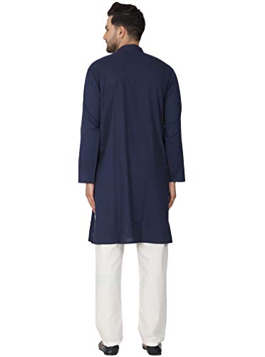 Image of Men's Pure Cotton Solid Kurta Pajama Set Mandarin Collar Casual Yoga Dress