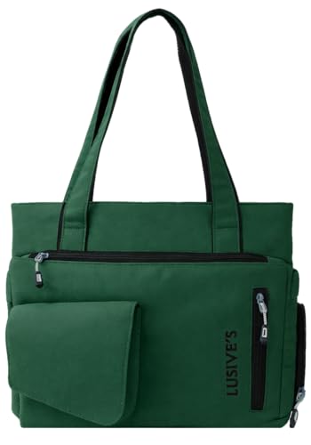 Image of Lusive's 10L Compact Handbag for Women: Stylish Design with Multiple Pockets, 3 Compartments, Premium Polyester Material (Black & Grey)