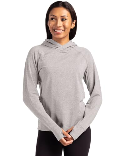 Cutter & Buck Adapt Knit Recycled Womens Heathered Hooded Pullover