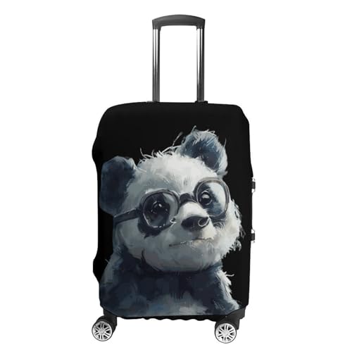 Panda Bear with Glasses Funny Luggage Cover Suitcase Protector Washable Travel Baggage Covers Fit 19-32 Inch