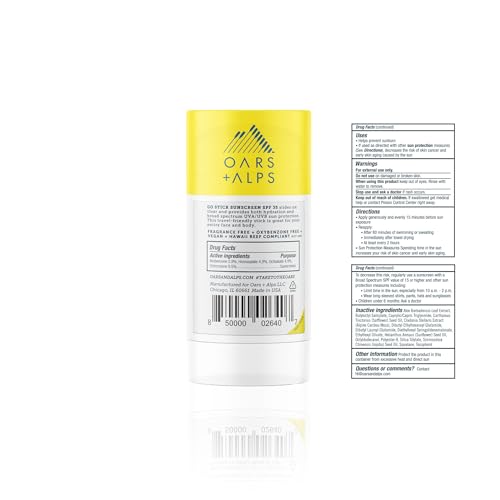 Oars + Alps Go Stick Clear Sunscreen and Sunblock with Jojoba Oil, Water & Sweat Resistant, Reef Safe, SPF 35, 3.4 Oz, Pack of 2
