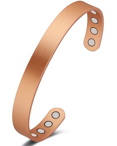 Jeracol Kupfer-Armband für Damen & Herren mit 8 Magneten – Verstellbares Magnetarmband aus 99,9 % reinem Kupfer, Geschenkbox