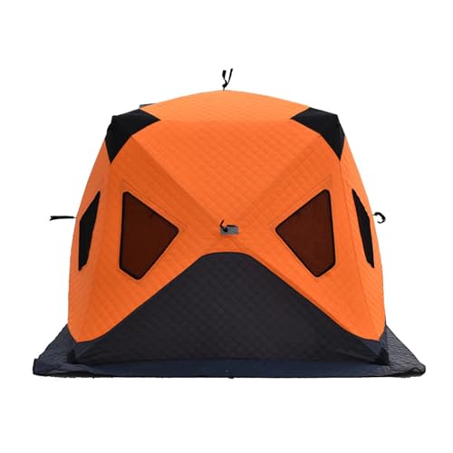 XQZMZSCP Ice Fishing Shelter, Insulated Ice Fishing Pop-Up Tent for 3-4 Person, Portable Ice Fishing Shanty Large Ice Shack Windproof (Orange 200x200x175cm)