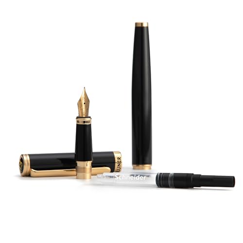 Beiluner 2023BK02 Black Fountain Pen,Stunning Luxury Pen,24K Gilded Nib(Fine),Gorgeous 24K Gold Finish,German Schneider Ink Converter,Trustworthy Pen Gift thumb #1