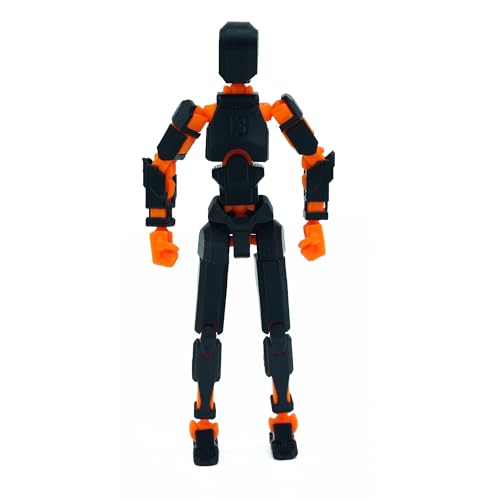 Image of Dummy 13 Action Figure Robot | Fully Articulated 3D Printed Robot Toy | 5.4-inch Collectible Figurine | Matte Finish| Unassembeled (Black-Orange)