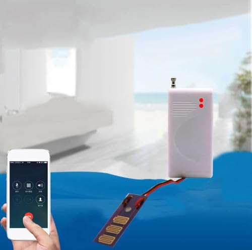 Eawfgtuw Detector de fugas de agua inalámbrico de 433 MHz, sensor de alarma de frecuencia con carcasa ABS y transmisión de largo alcance para prevención de inundaciones en el hogar y temprano